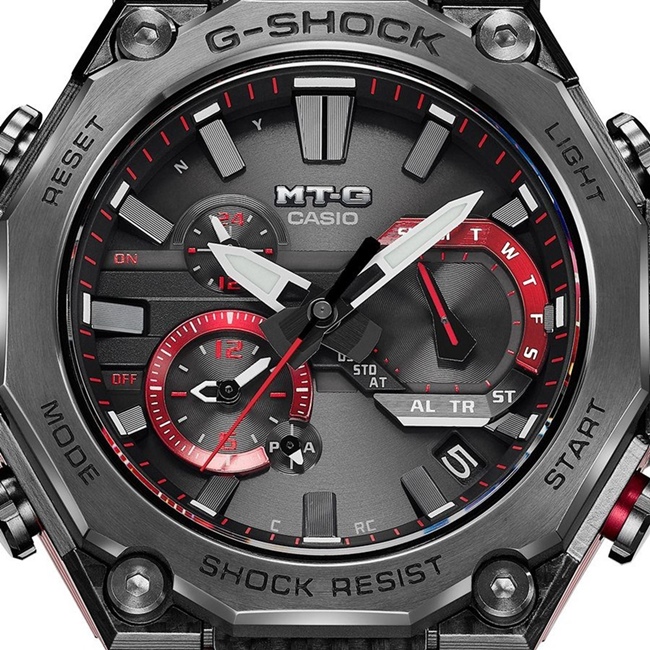CASIO 卡西歐】G-SHOCK 碳纖維太陽能電波藍牙錶(黑/紅MTG-B2000YBD-1A