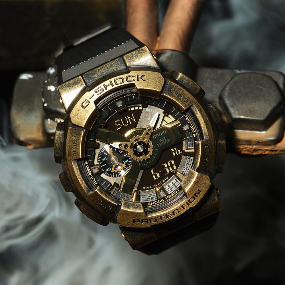 CASIO 卡西歐G-SHOCK 工業風仿舊金屬雙顯手錶GM-110VG-1A9 - PChome
