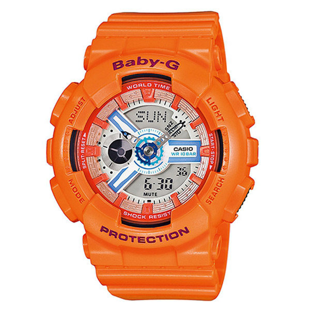 CASIO 卡西歐 Baby-G 耀眼亮彩甜心運動休閒腕錶-橘x白