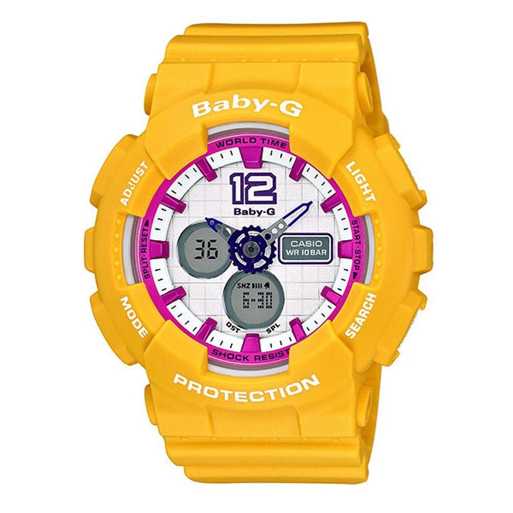 CASIO 卡西歐 Baby-G系列 甜美風範時尚運動腕錶-黃x桃紅