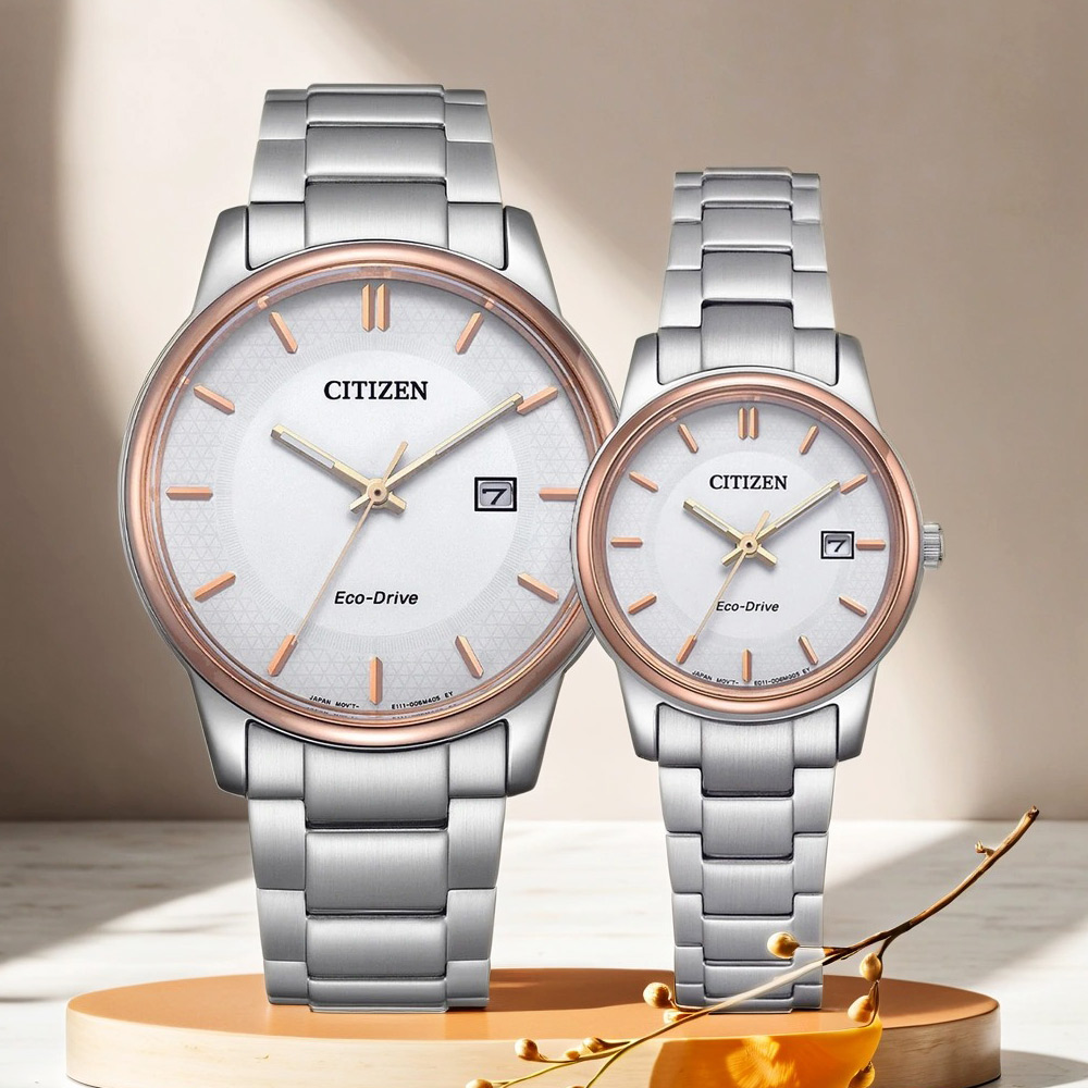 CITIZEN 星辰 光動能經典情侶手錶 對錶 百貨周年慶-白 BM6979-74A+EW2319-71A