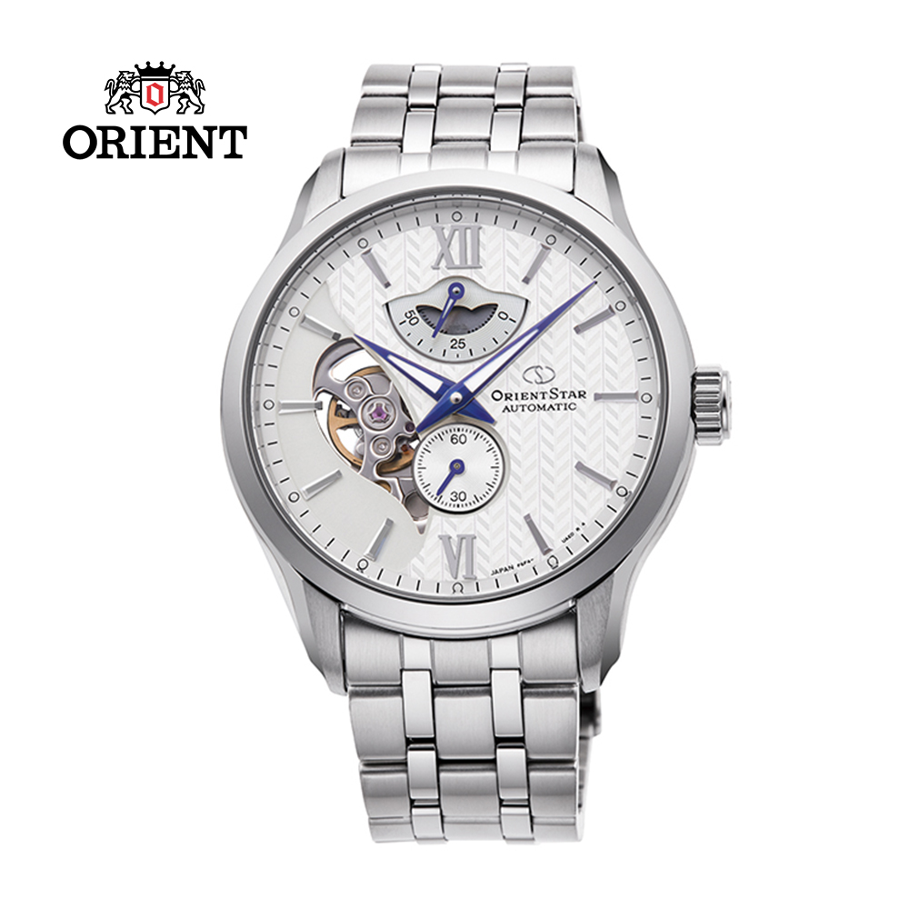 ORIENT 東方 STAR 之星 OPEN HEART系列 鏤空機械錶 鋼帶款 RE-AV0B01S 白色 - 41.0mm