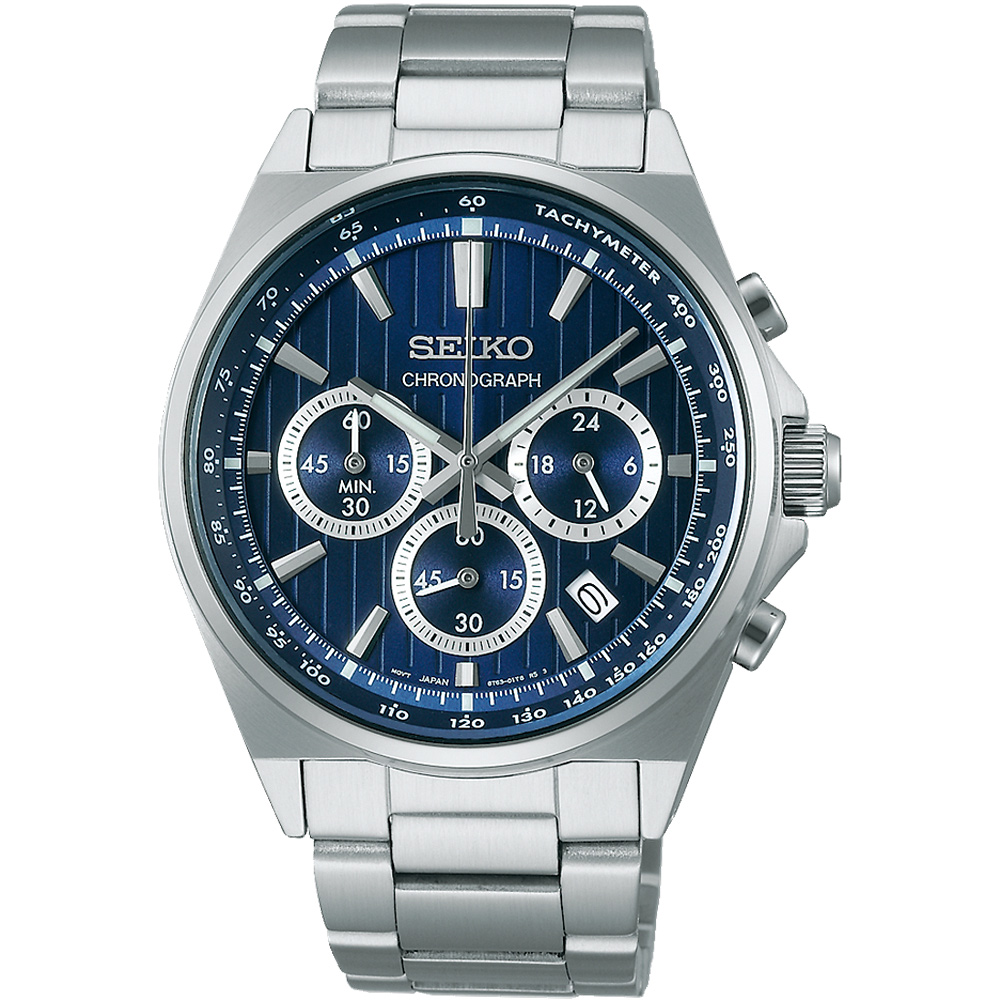 SEIKO精工 CS系列 條紋設計賽車計時手錶-41mm(SBTR033J/8T63-01T0B)