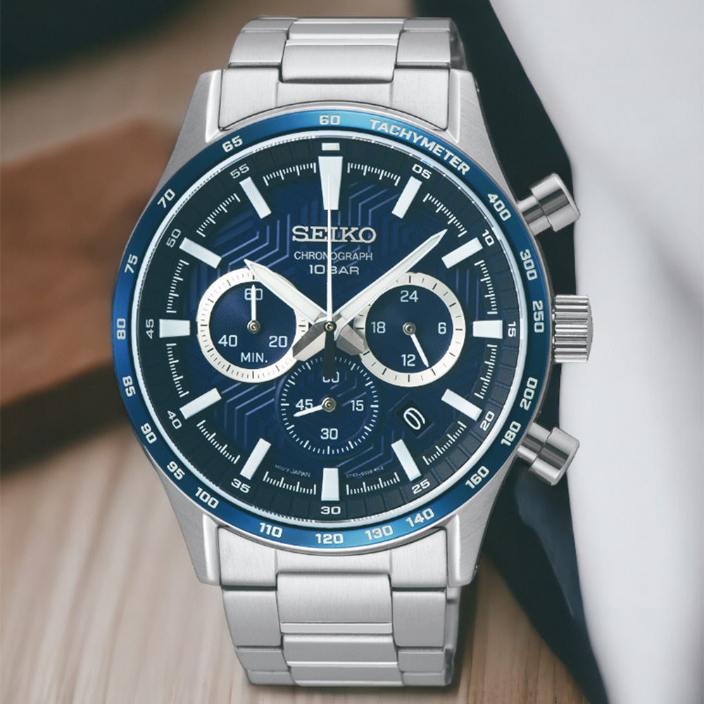 SEIKO 精工 CS系列 幾何紋計時手錶(SSB445P1/8T63-00Y0B)(其他規格)