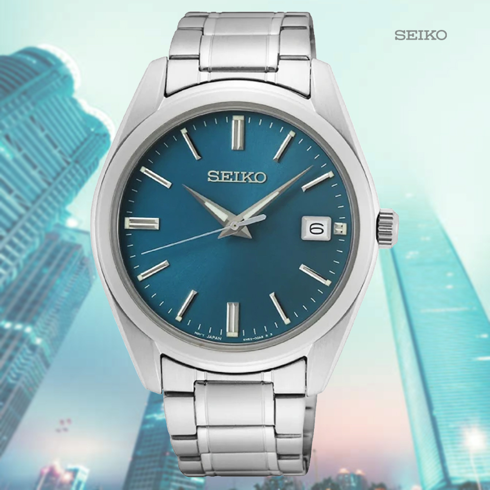 SEIKO 精工 CS系列 現代簡約 時尚紳士石英錶-湖水藍40mm SUR525P1/6N52-00A0U_SK028 送禮 禮物 推薦