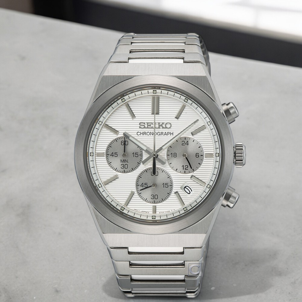 SEIKO 精工 CS系列 幾何紋計時手錶(SSB445P1/8T63-00Y0B)