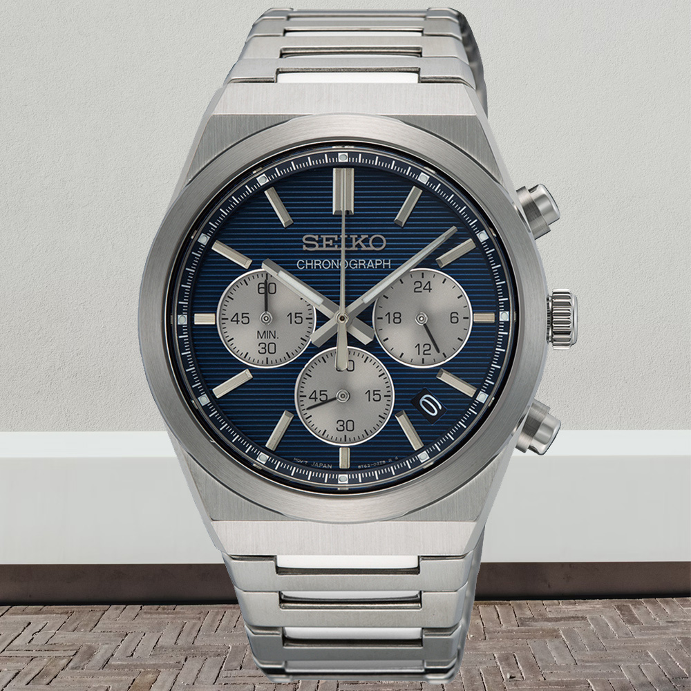 SEIKO 精工 CS 三眼計時腕錶 錶 週年慶 雙11 (8T63-02F0B/SSB453P1)