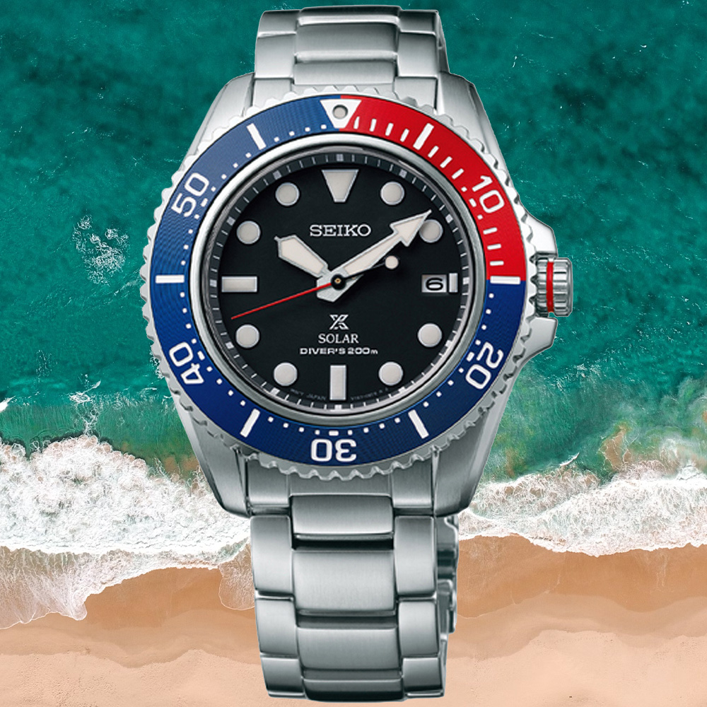 SEIKO 精工 PROSPEX 可樂圈 太陽能 潛水腕錶 錶 手錶 送禮 (V157-0DP0R/SNE591P1)