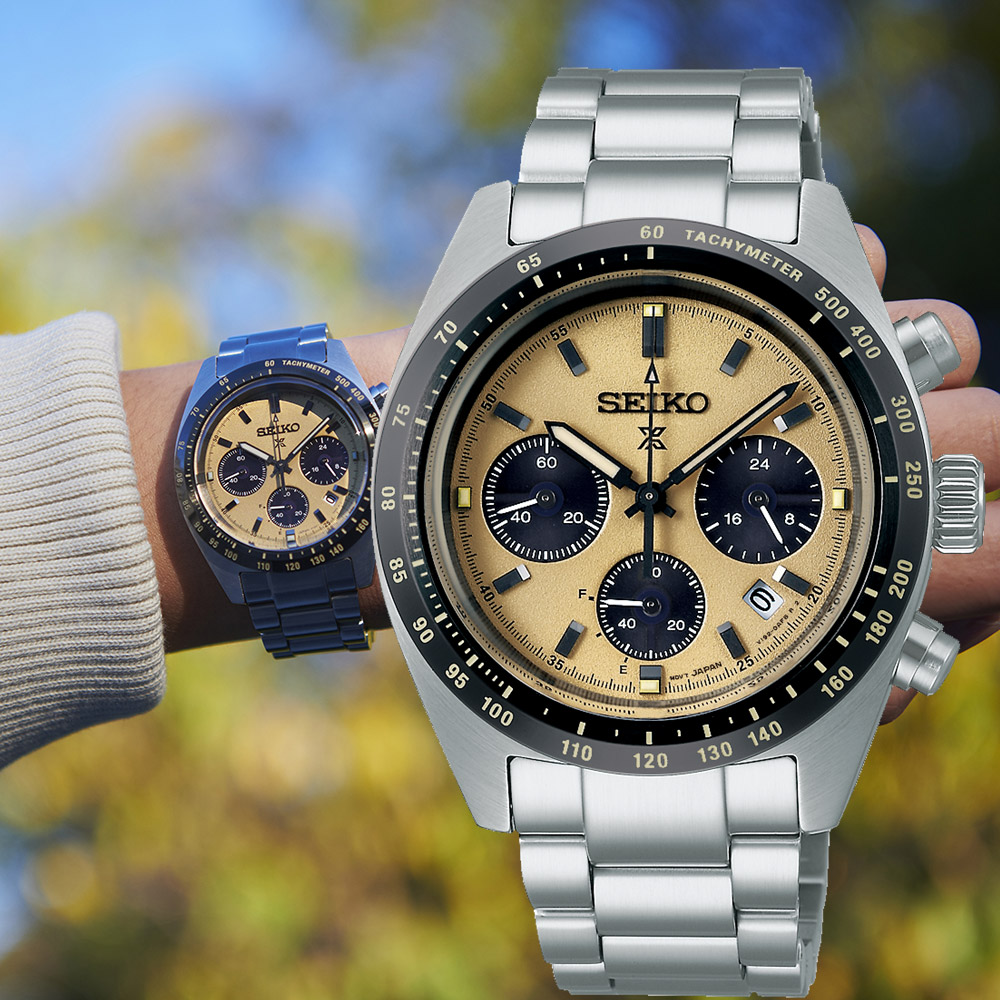 SEIKO 精工 SPEEDTIMER 熊貓太陽能計時腕錶-棕 V192-0AF0Y/SSC817P1_SK040