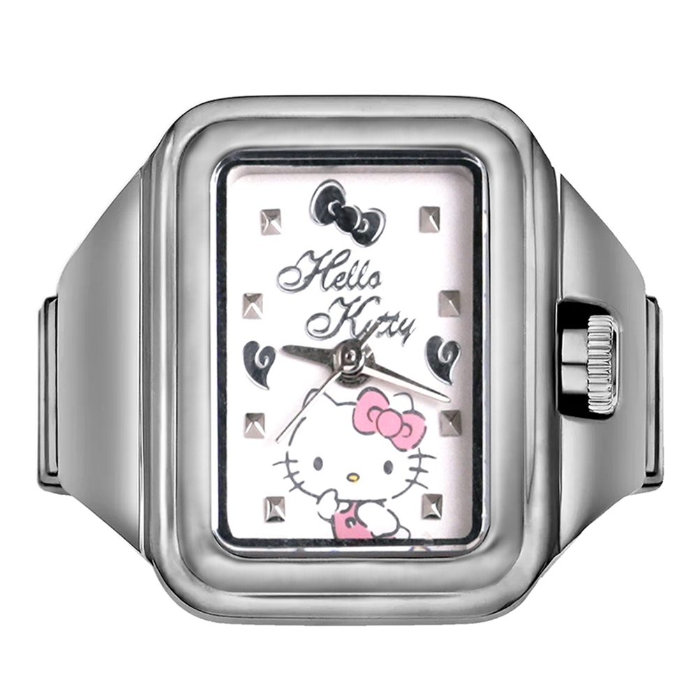 Hello Kitty 凱蒂貓 可愛俏皮戒指錶 銀 LK713LWWI-B_20mm