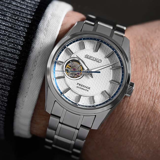 SEIKO 精工  Presage 新銳系列 SPB309J1 鏤空開芯 鋼錶帶 機械男錶 6R38-00A0S 銀/白 40mm