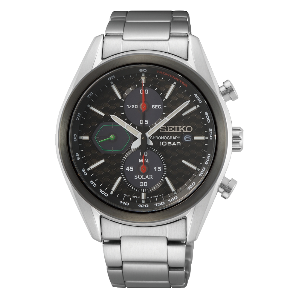 SEIKO 精工 享指定專櫃售後服務 運動計時黑面太陽能腕錶V176-0BH0D(SSC803P1)