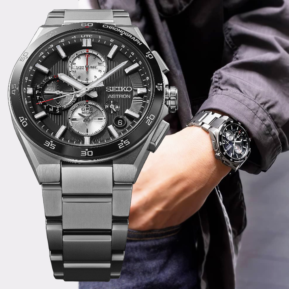 SEIKO 精工 Astron 鈦金屬 GPS衛星對時 太陽能計時腕錶-黑_SK028 SSH151J1/5X83-0AA0D 送禮 禮物 推薦