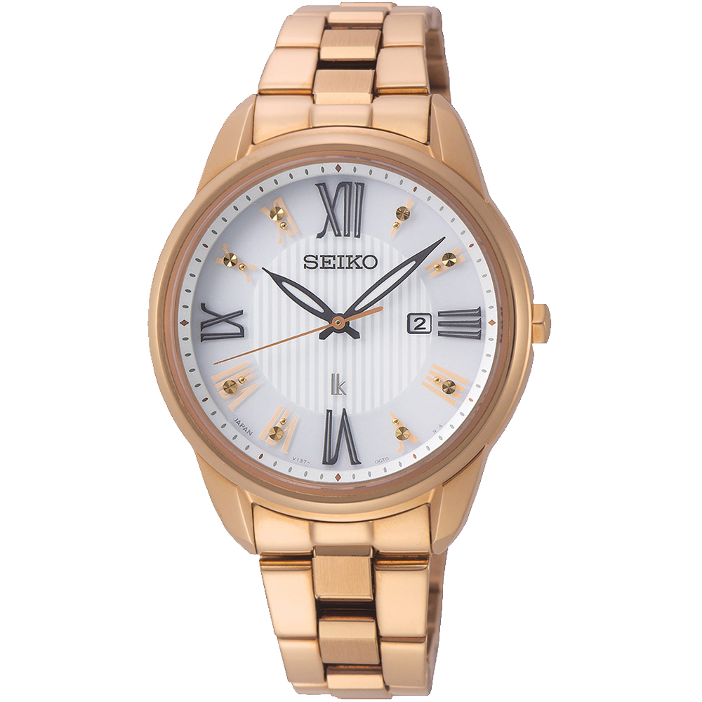 官方LINE 登錄3 年 ，贈 好禮SEIKO 精工LUKIA 廣告款美麗時光太陽能女錶玫瑰金33mm V137 0DC0K SUT364J1 SK003