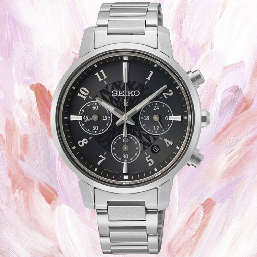 SEIKO 精工/ V175-0EX0U / LUKIA 太陽能珍珠母貝鑽石不鏽鋼手錶銀白x鍍