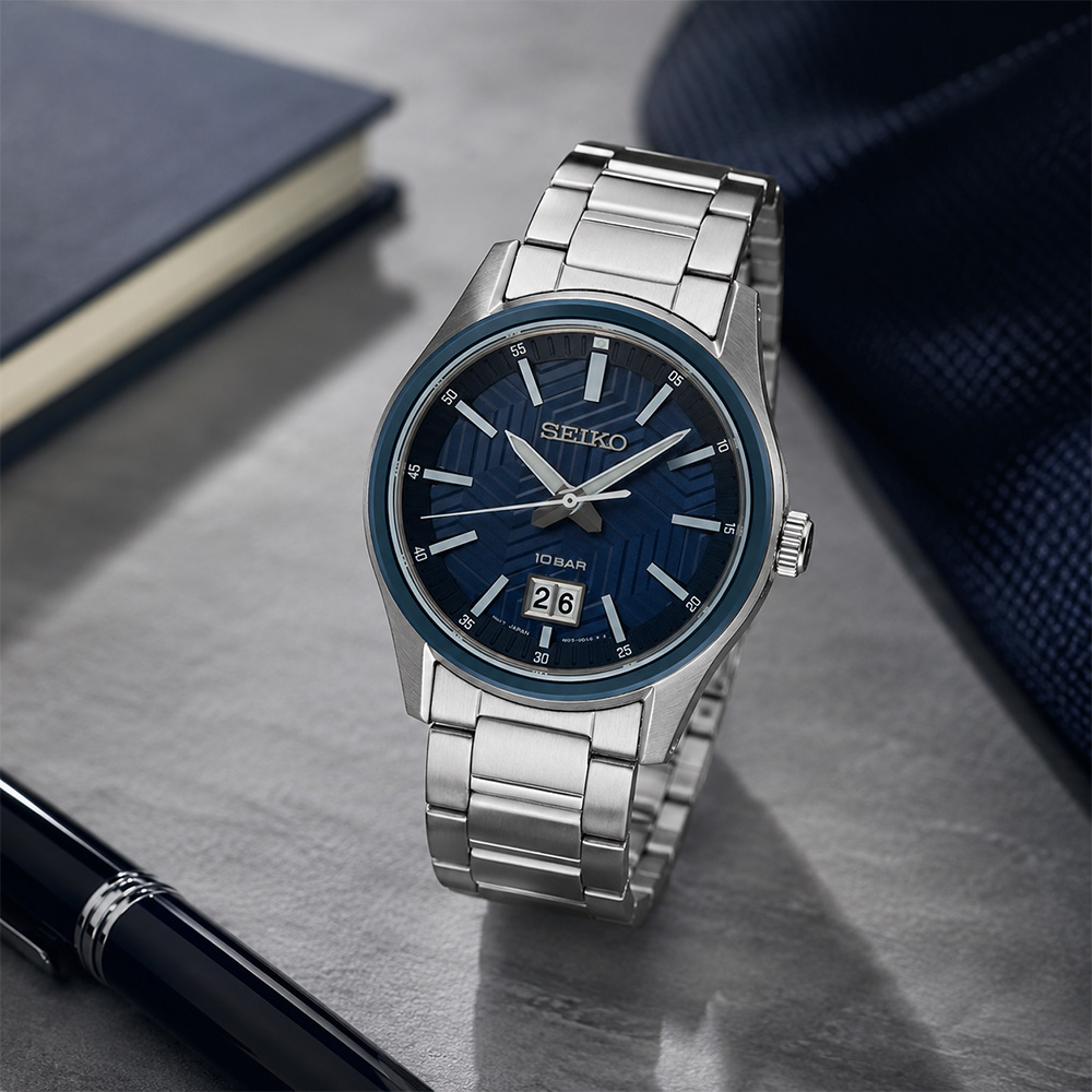 SEIKO 精工 簡約大氣 39.5mm 藍寶石鏡面 日期顯示 時尚男錶
