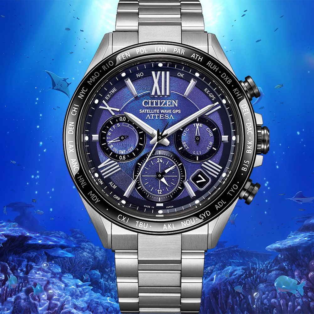 CITIZEN 星辰 UNITE with BLUE 寧靜之海 限量 鈦 GPS衛星對時光動能計時手錶 雙11盛典 CC4075-50L