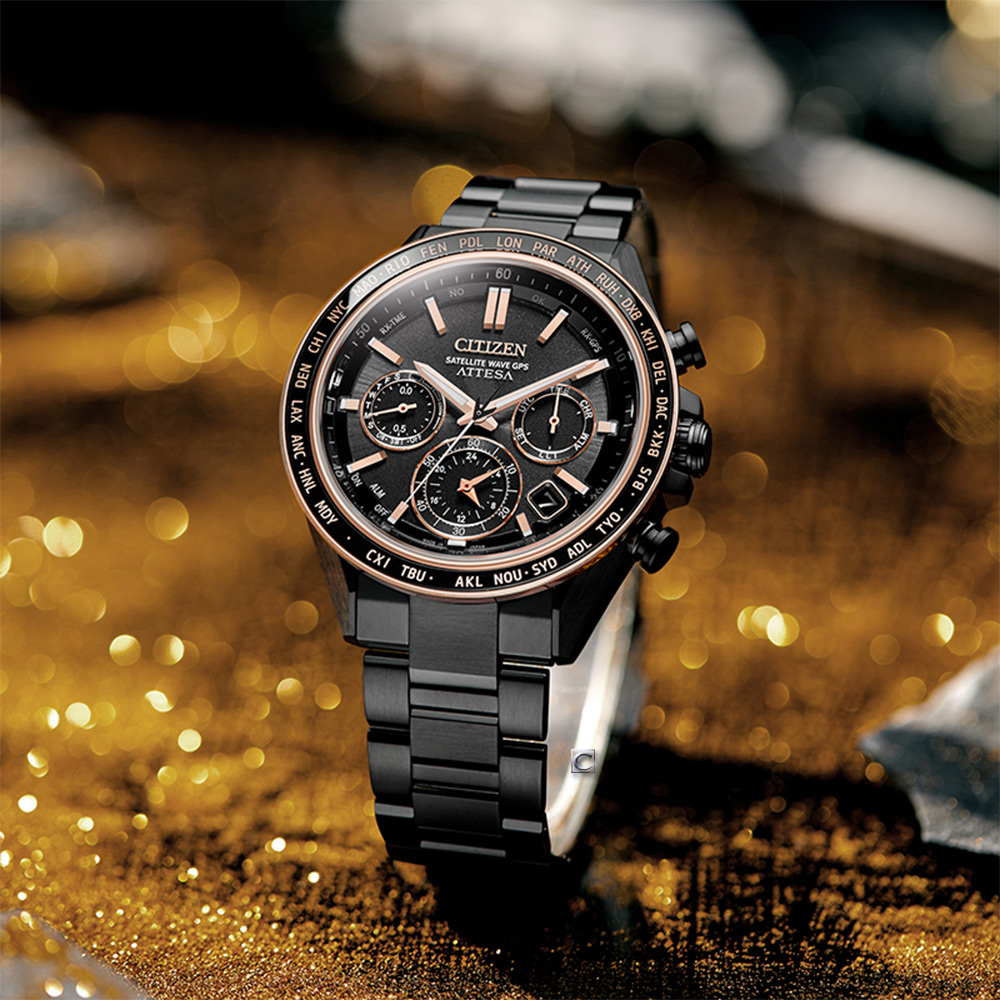 CITIZEN 星辰 ATTESA GPS 對時 光動能腕錶 男錶 手錶 鈦金屬錶-44.6mm黑 CC4074-61W