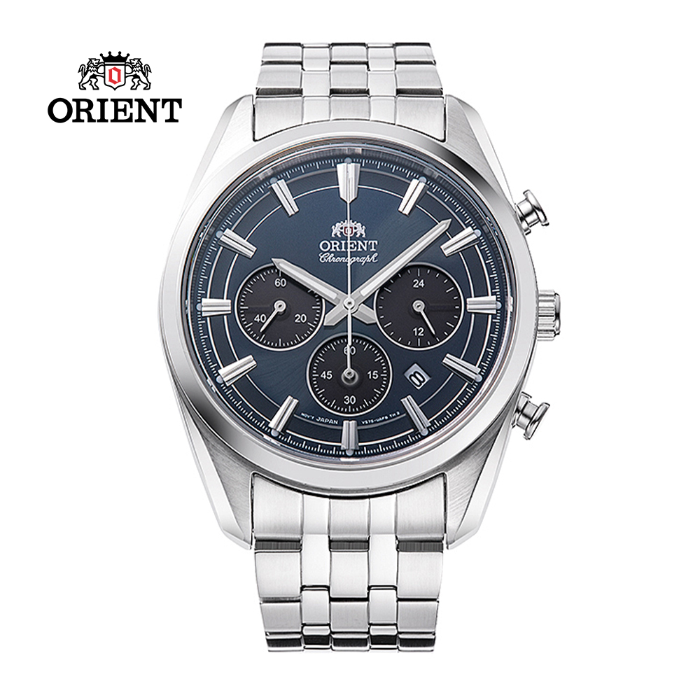 ORIENT 東方 錶 Quartz Sports系列 太陽能跑馬計時腕錶 鋼帶款 藍色 RA-TX0303L - 40.0 mm