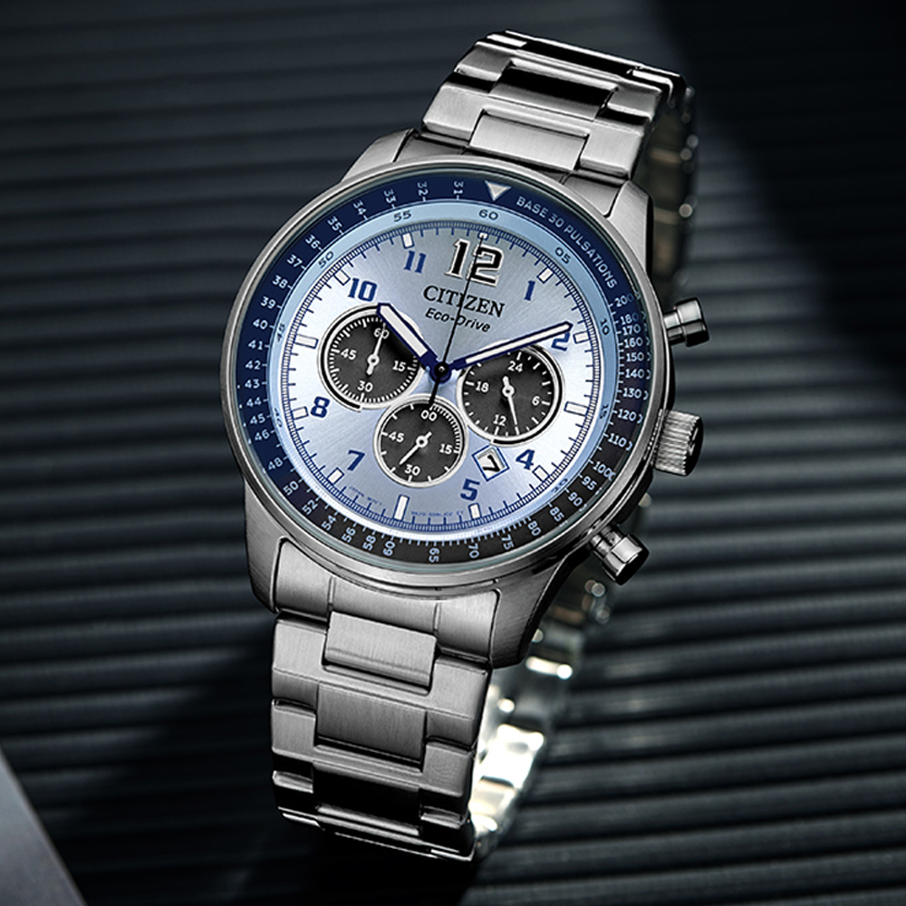 CITIZEN 星辰 Chronograph 希望之藍 光動能計時腕錶 錶 週年慶 雙11 CA4500-83M