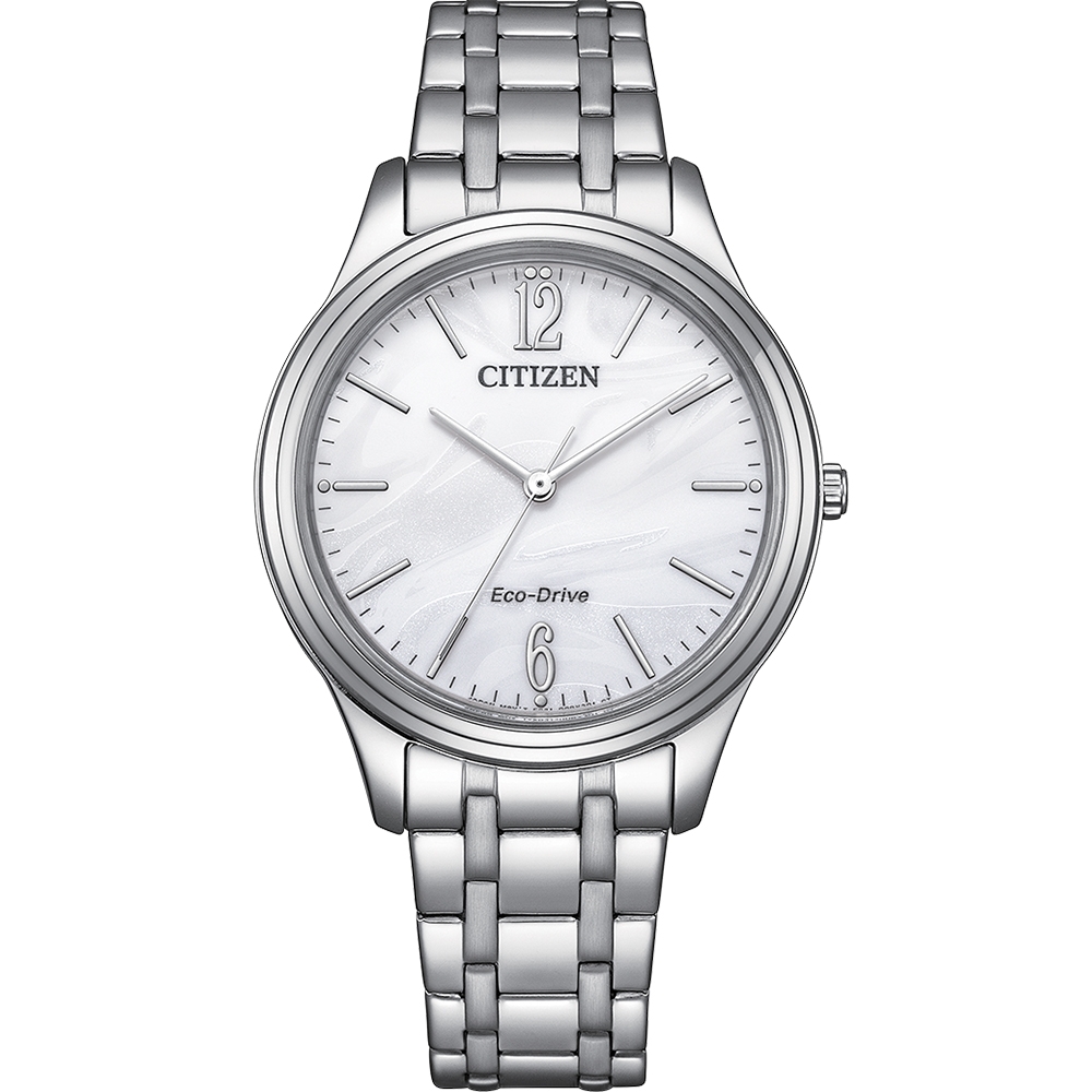 CITIZEN 星辰 光動能大三針時尚錶-銀EM0411-71A