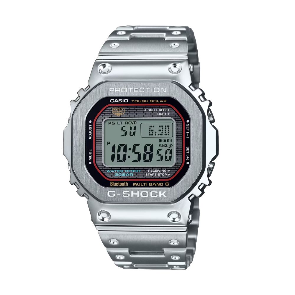 CASIO 卡西歐 G-SHOCK 藍牙 太陽能電力 全金屬銀 經典系列 GMW-B5000D-1C_43.2mm