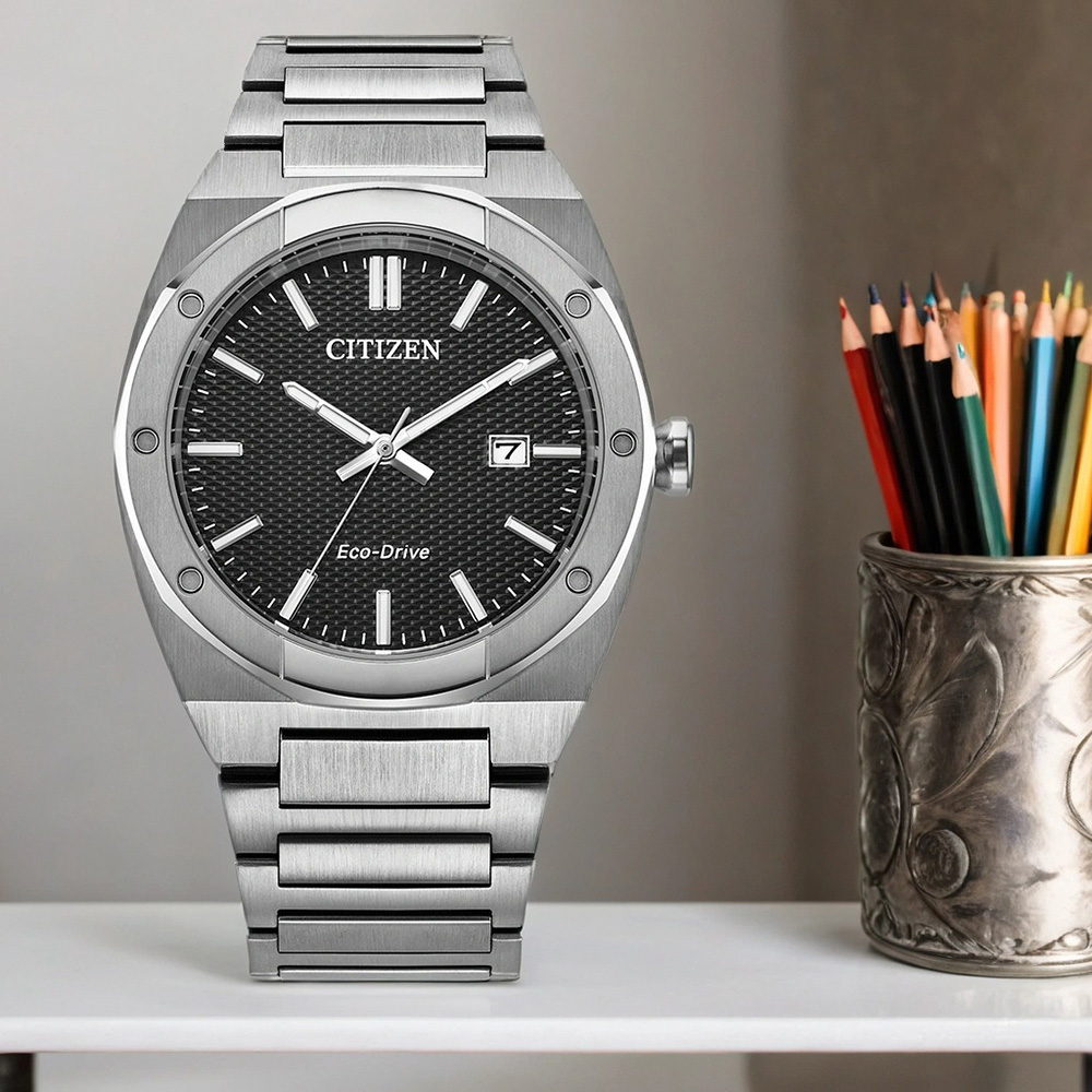 CITIZEN 星辰父親節推薦款光動能都會大三針手錶-銀x黑BM7660-54E