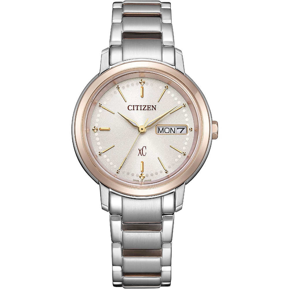 CITIZEN 星辰 xC 情人節推薦款光動能氣質腕錶/銀X櫻花粉紅金/EW2429-56X