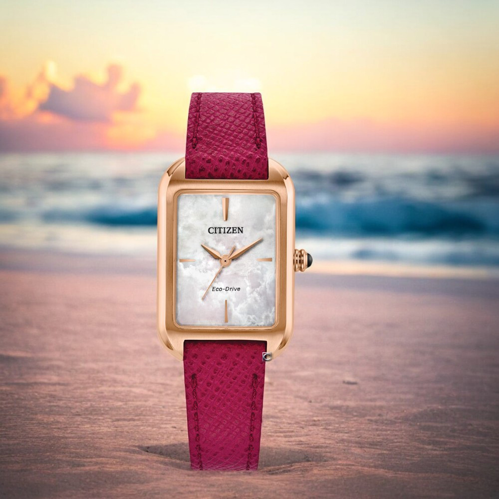 CITIZEN 星辰 LADYS 珍珠貝優雅方形腕錶 女錶 手錶-23.5mm EM1193-08D