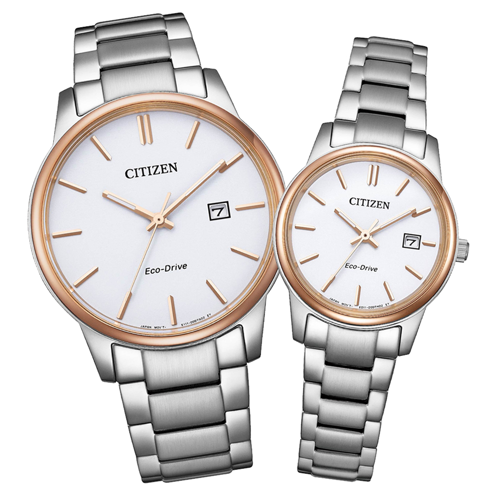 CITIZEN 星辰 PAIR 光動能時尚對錶 錶 週年慶 雙11 (BM6979-91A+EW2319-97A)