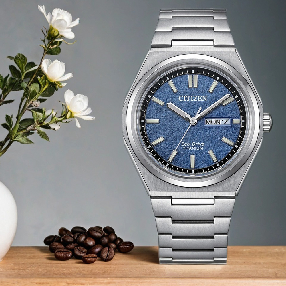 CITIZEN 星辰 限量 Zenshin 新鈦度 超級鈦光動能手錶 雙11盛典-藍 AW0130-85L