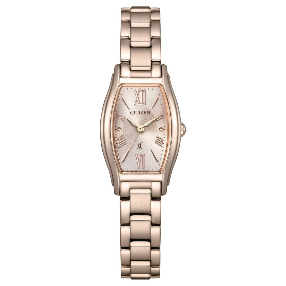 CITIZEN 星辰 XC 酒桶型光動能三針女錶-玫瑰金/EW5546-56X