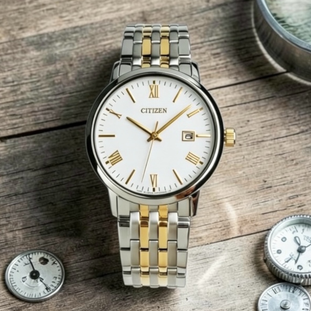 CITIZEN 星辰/ BM6774-51C / 光動能羅馬時刻藍寶石水晶玻璃日期不鏽鋼
