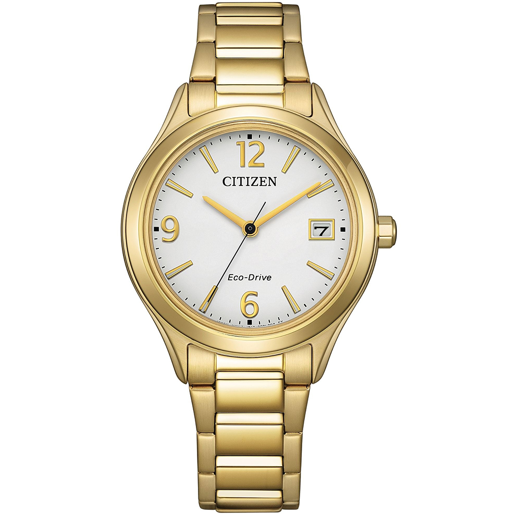 CITIZEN 星辰 LADYS 光動能日系時尚腕錶/白X金/33.5mm/FE6122-64A