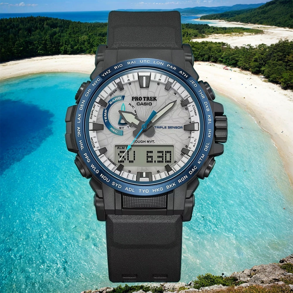 CASIO 卡西歐 PRO TREK 龍之眼 登山系列太陽能戶外多功能手錶 PRW-61D-2