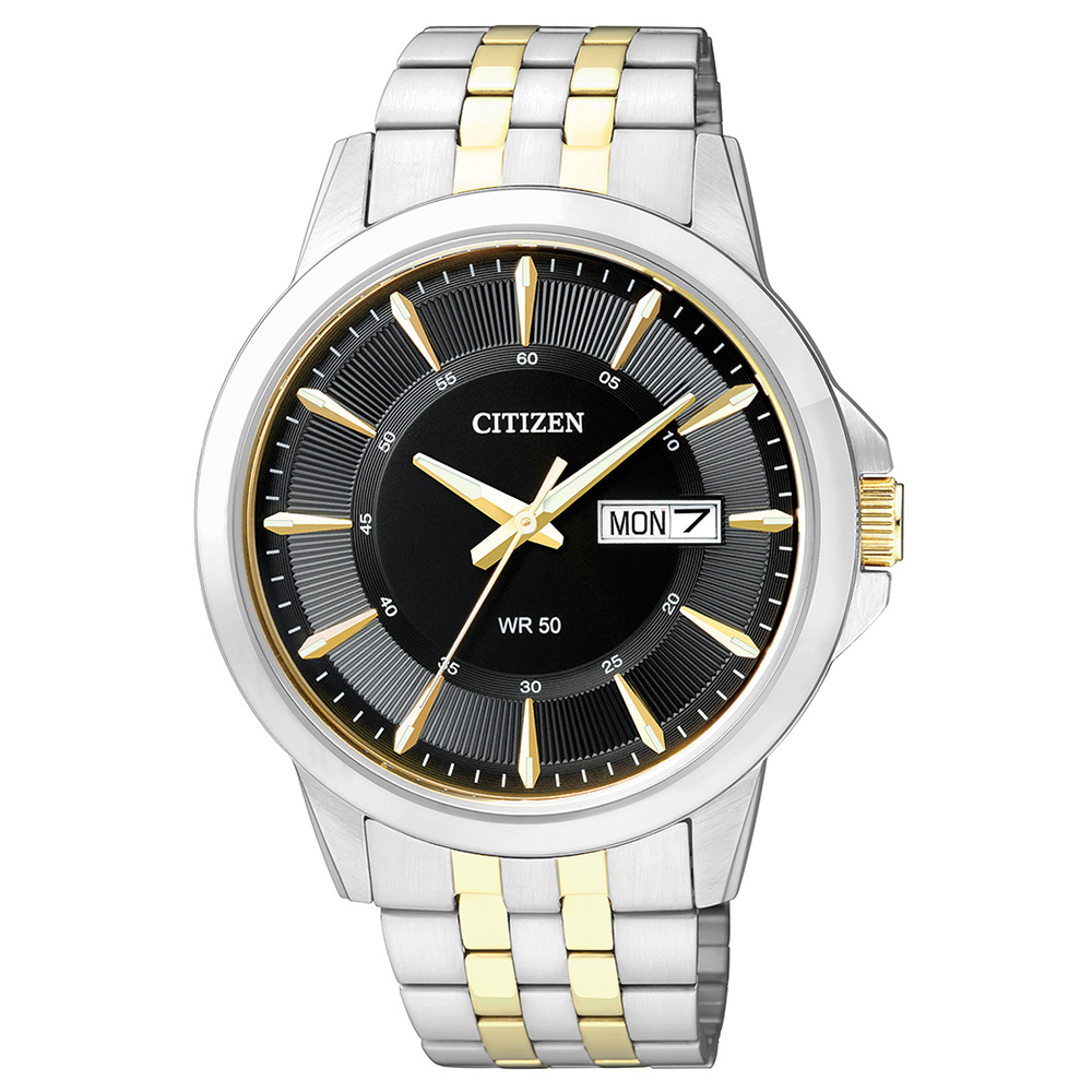 CITIZEN 星辰 金燦大氣雙色調石英腕錶 BF2018-52E