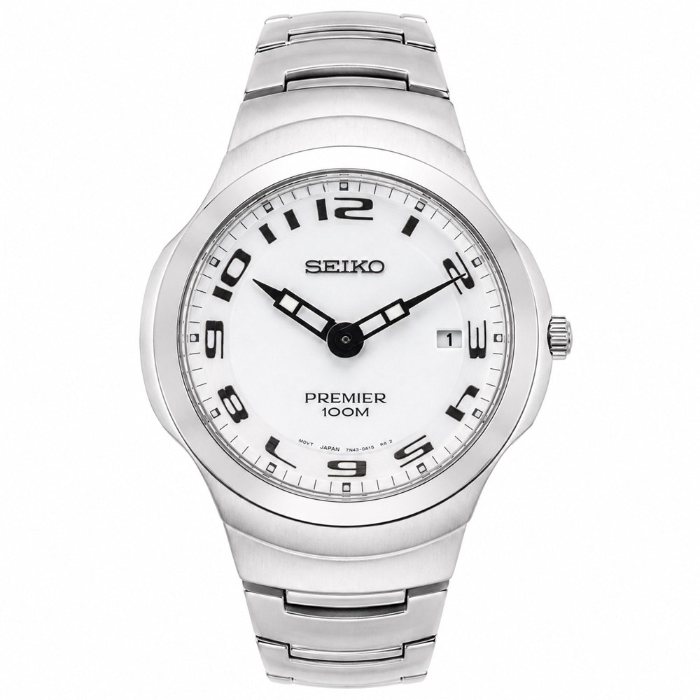 SEIKO 精工 PREMIER系列 白色雙子星時尚錶-圓型-SKP051P1