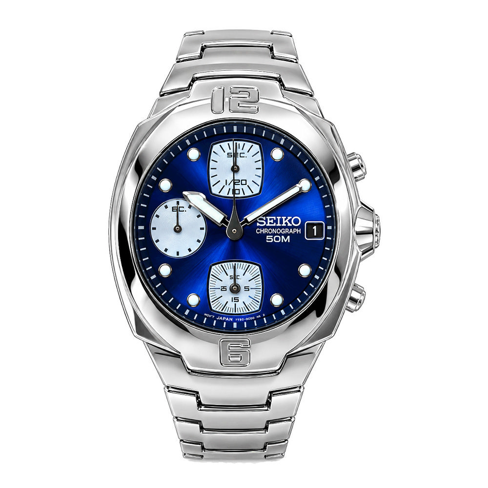 SEIKO 精工 行星運動計時腕錶-銀X藍-SND815P1