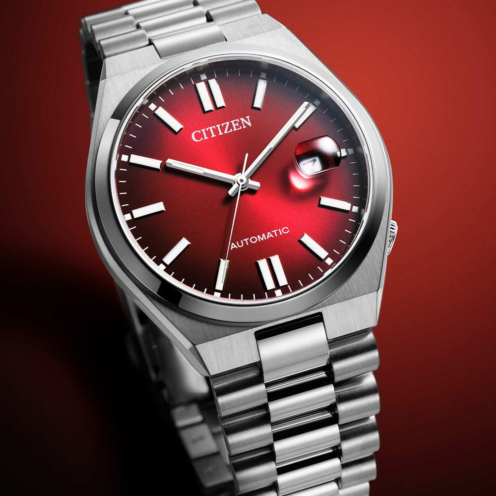 CITIZEN 星辰 Mechanical 時尚機械腕錶 男錶 女錶 手錶 指針錶-紅40mm NJ0150-56W