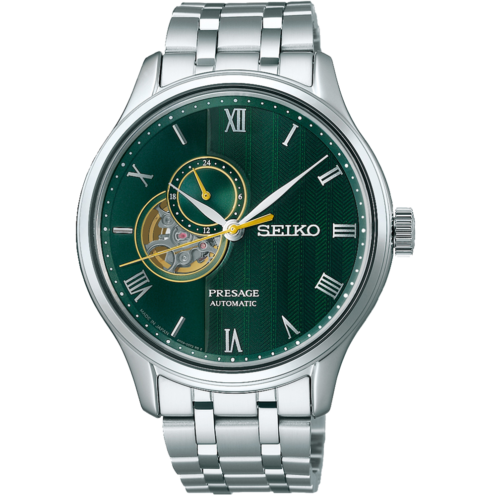 SEIKO 精工 PRESAGE 日式庭園開芯鏤空機械錶/綠/41.8mm (4R39-00W0G/SSA463J1)SK003