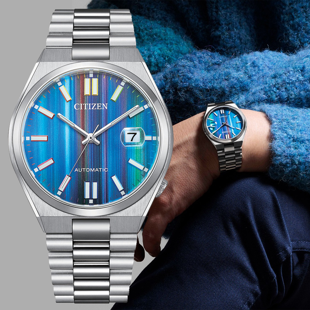 CITIZEN 星辰 七彩限定款青春撞色機械錶/電視TV/40mm/NJ0151-53W