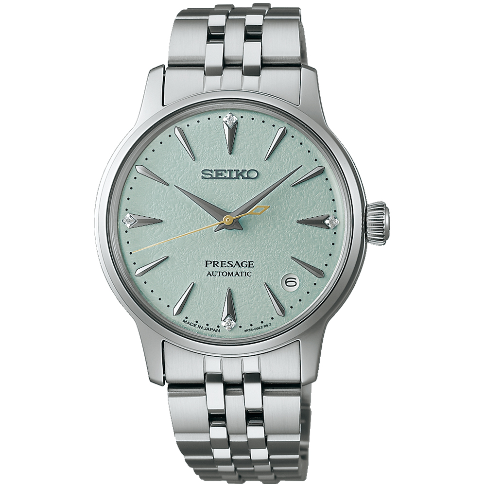 SEIKO 精工 PRESAGE 調酒師系列真鑽機械錶/34mm/綠 (4R35-06S0G/SRPL63J1)SK003