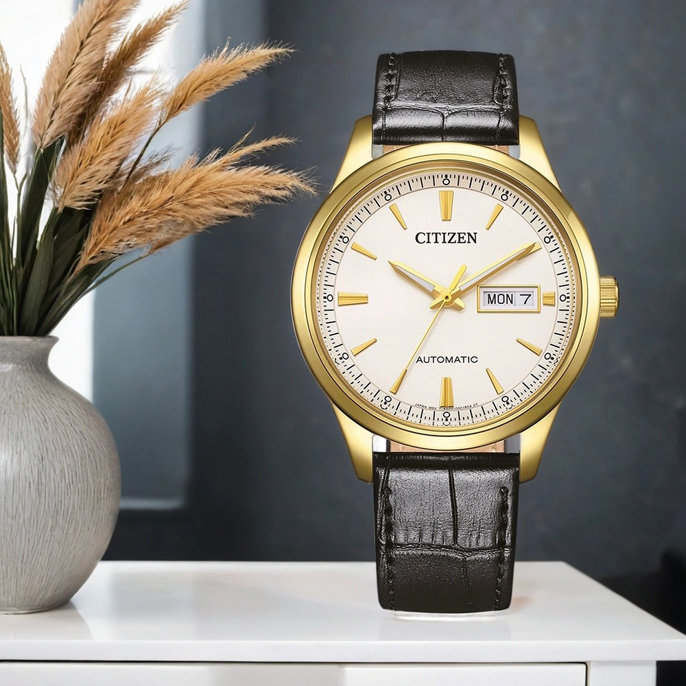 CITIZEN 星辰 限量 復古時尚大三針機械錶 百貨周年慶-40mm NY4059-09A