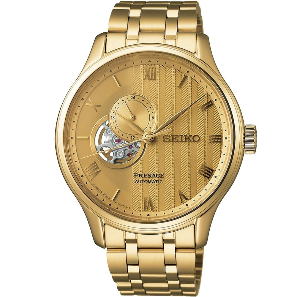 SEIKO 精工 PRESAGE 日式庭園開芯鏤空機械錶/全金/41.8mm (4R39-00W0Y/SSA468J1)SK003