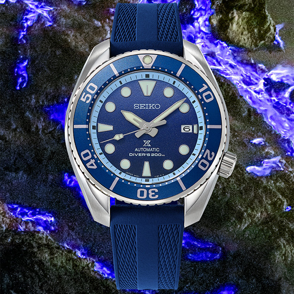 SEIKO 精工 Prospex 亞洲限量款 印尼藍火火山 200米潛水機械錶 百貨周年慶-45mm(SPB543J1/6R35-03N0B)
