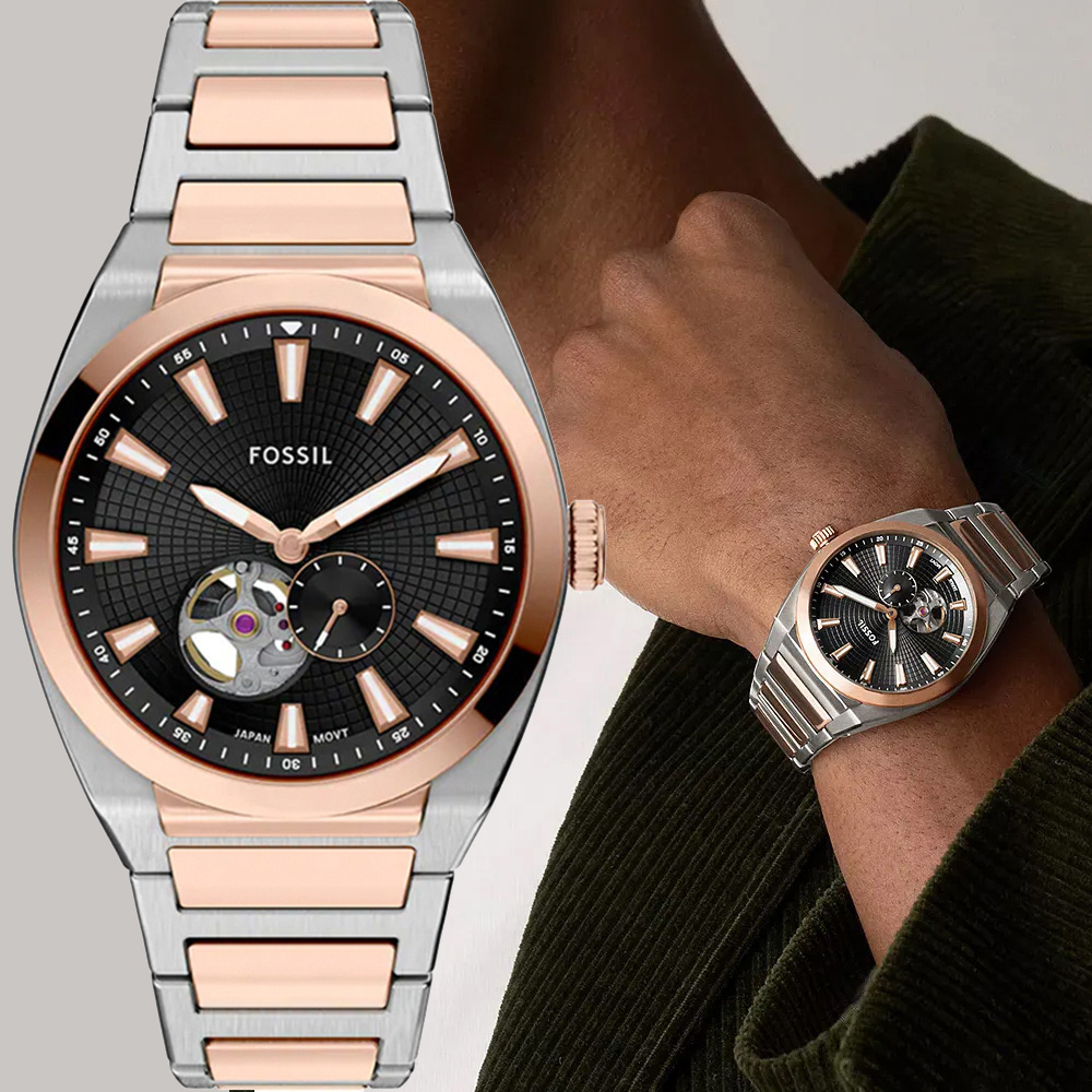 FOSSIL Everett 開芯小鏤空機械錶-42mm ME3277