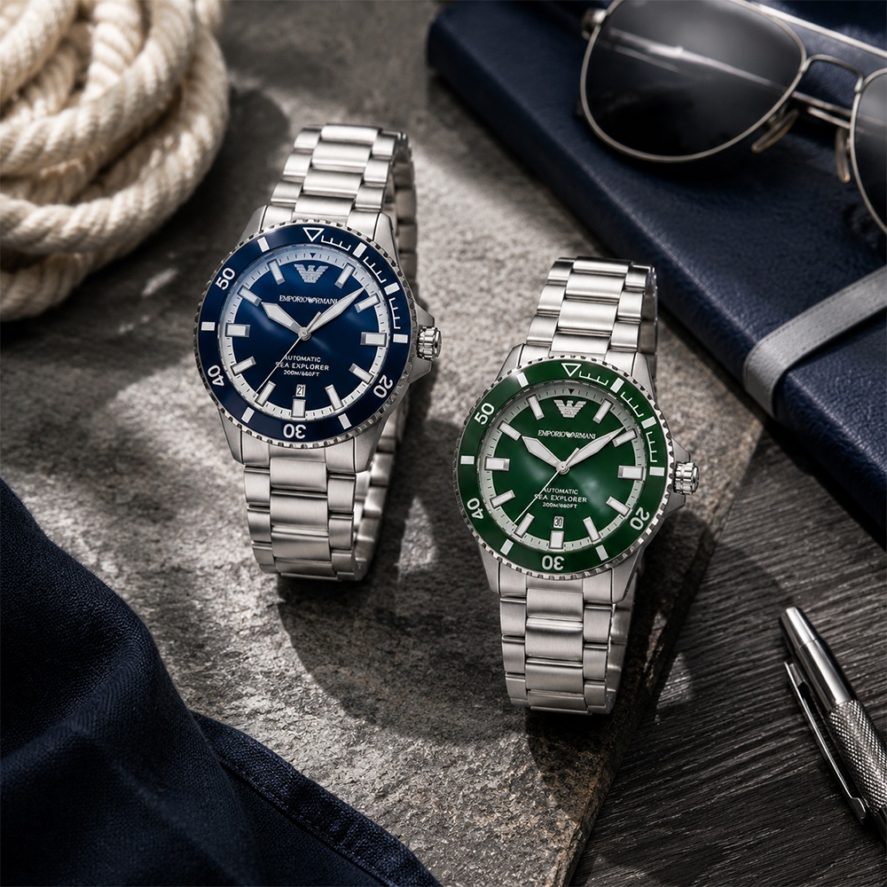 EMPORIO ARMANI AR60079/AR60080 Sea Explorer海洋探險者系列日期顯示