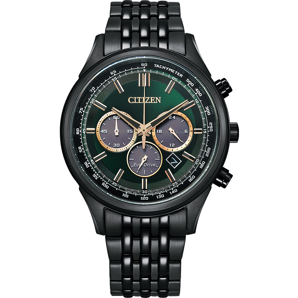 CITIZEN 星辰 亞洲限定 光動能計時手錶 周年慶獻禮-黑X極光綠 CA4418-82X