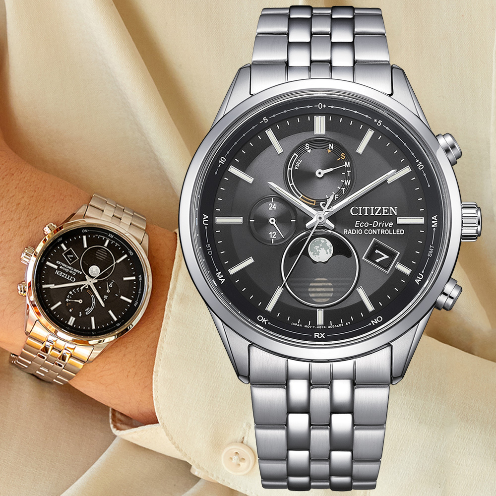 CITIZEN 星辰 GENTS系列 月相 光動能電波腕錶 錶 週年慶 雙11 42mm/BY1030-50E