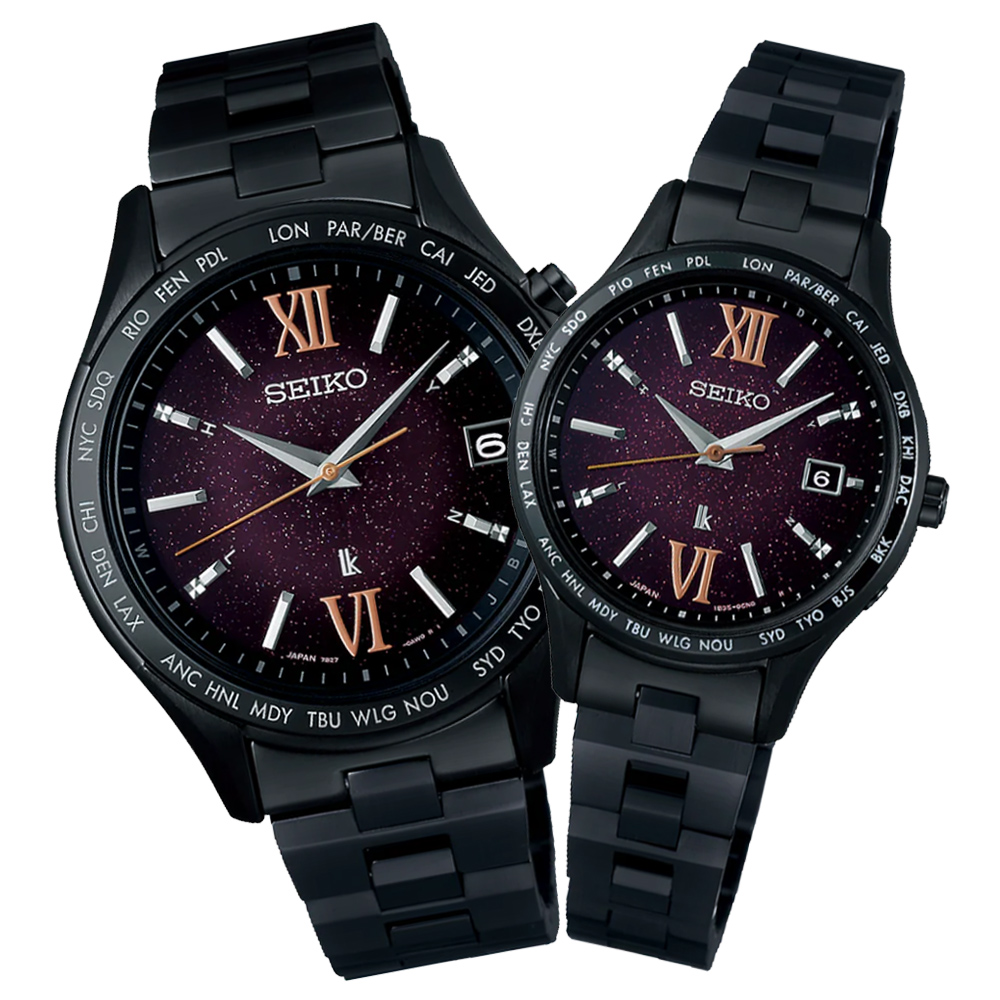 SEIKO 精工 Lukia 限量 太陽能電波 時尚對錶 錶 週年慶 雙11 7B27-0AB0P+1B35-0AY0P